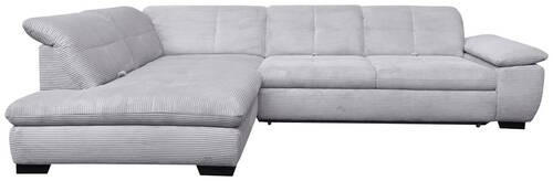ECKSOFA in Cord Hellgrau  - Hellgrau/Schwarz, Design, Textil/Metall (242/313cm) - Xora