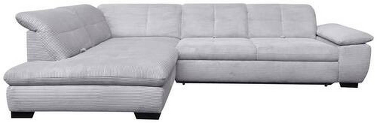 ECKSOFA in Cord Hellgrau  242/313 cm  - Hellgrau/Schwarz, Design, Textil/Metall (242/313cm) - Xora