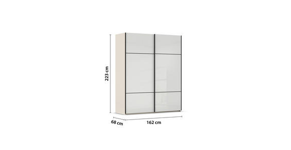 SCHWEBETÜRENSCHRANK 162/223/68 cm 2-türig Weiß, Champagner - Champagner/Schwarz, KONVENTIONELL, Glas/Holzwerkstoff (162/223/68cm) - Novel