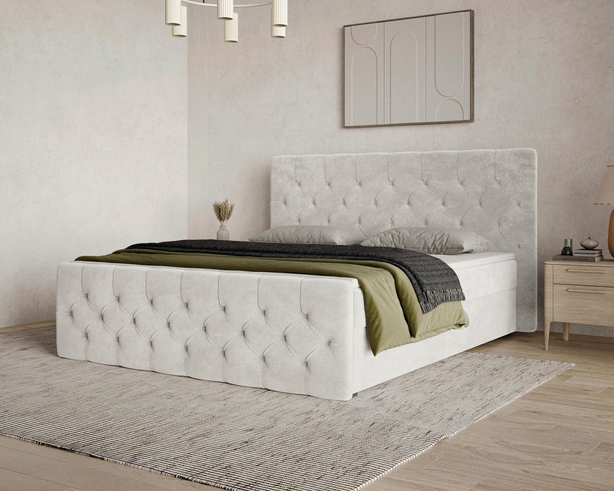 BOXBETT 180/200 cm  in Perlmutt  - Perlmutt/Schwarz, MODERN, Holz/Kunststoff (180/200cm) - MID.YOU