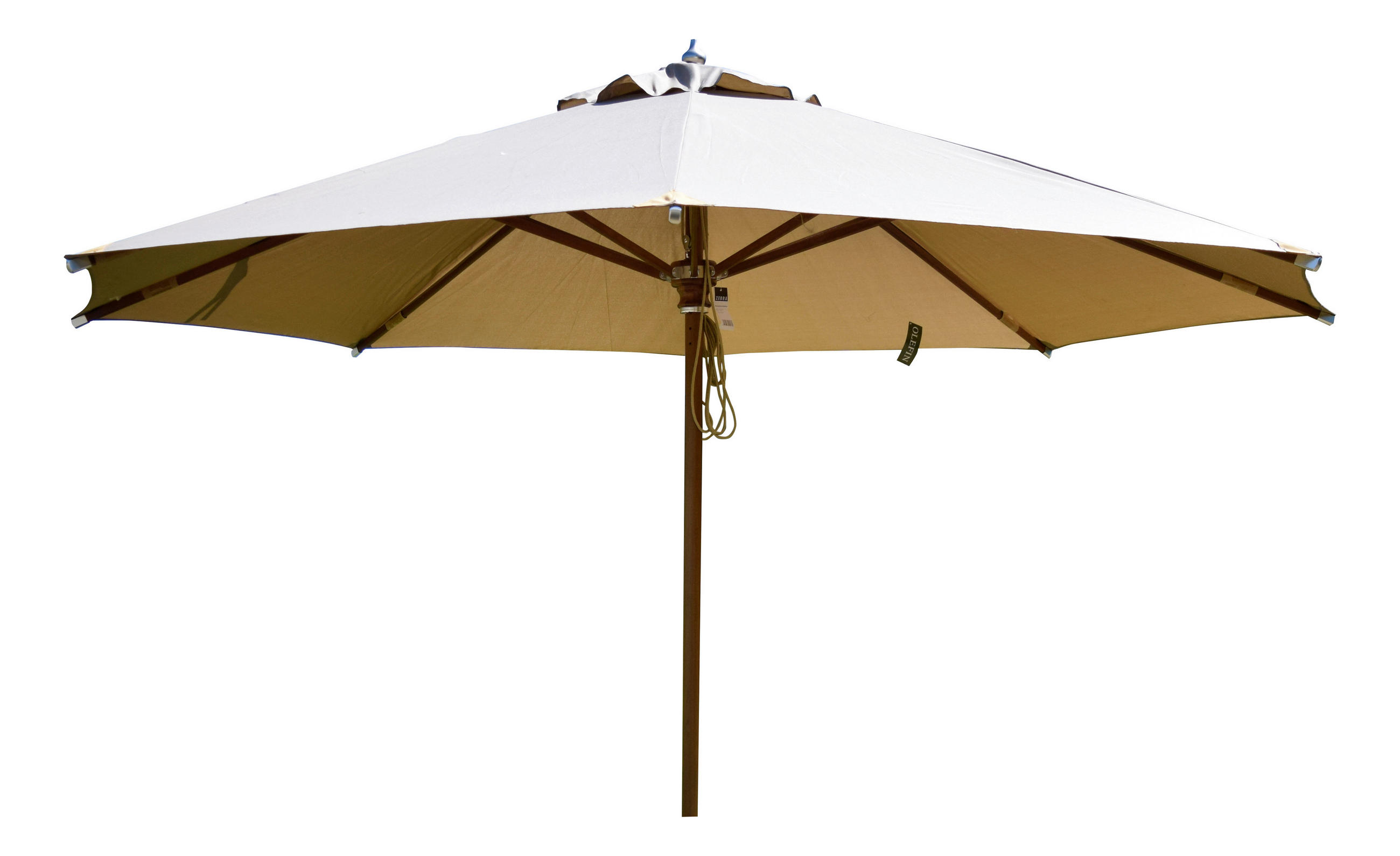 SONNENSCHIRM 350 cm  - Taupe/Braun, Design, Leder/Holz (350/280cm) - Zebra 