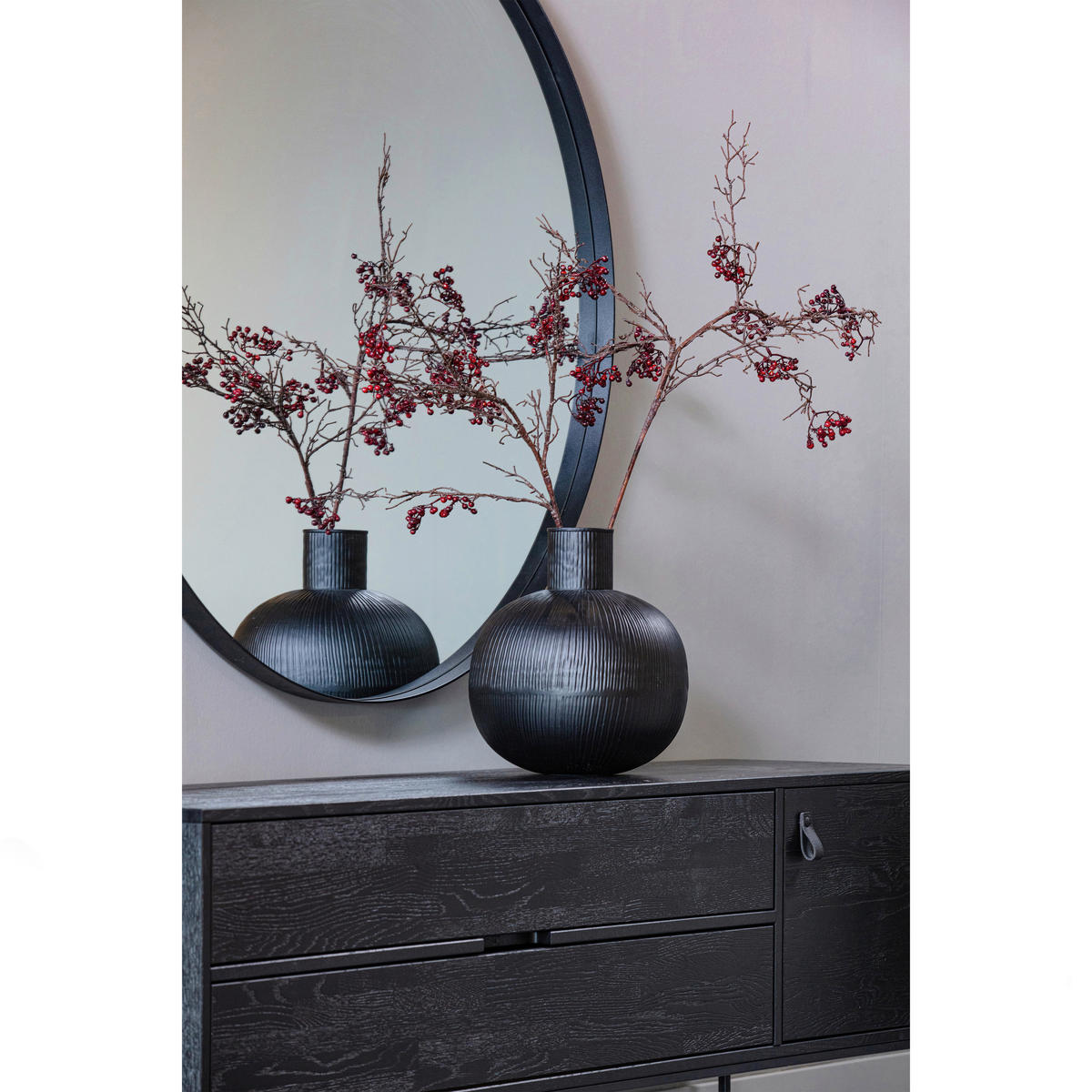 WANDSPIEGEL 80/80/5 cm    in rund  - Schwarz, Basics, Metall (80/80/5cm) - Livetastic