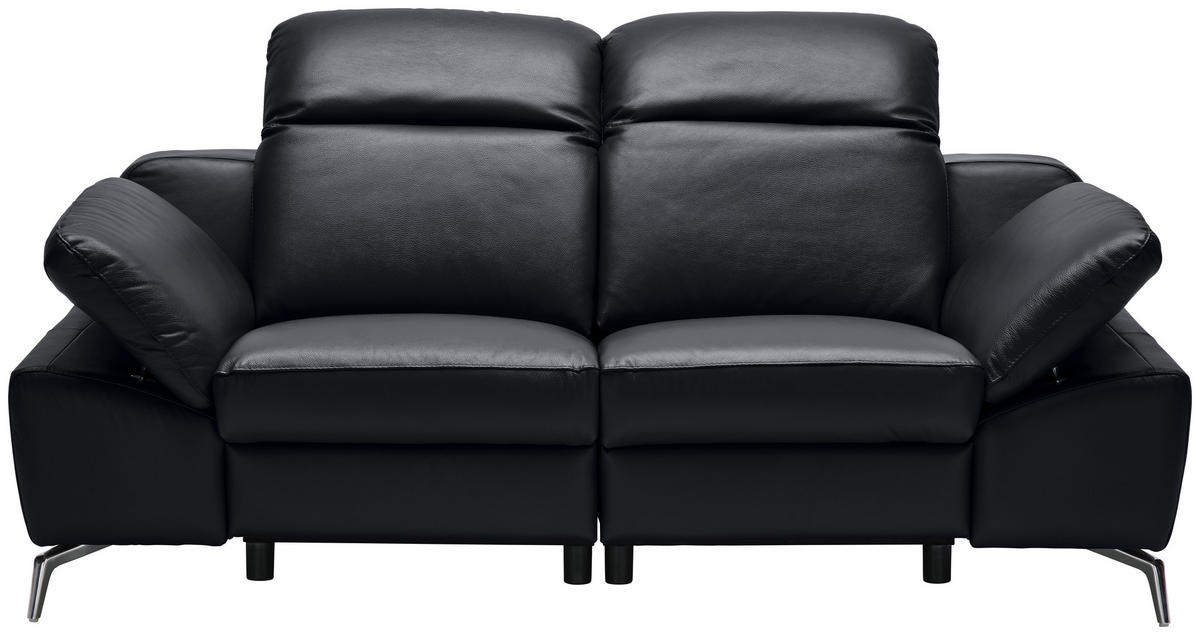 KÉTÜLÉSES KANAPÉ bőr fekete  - krómszínű/fekete, Design, műanyag/bőr (194/83-99/110cm) - Celina Home