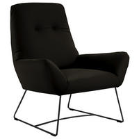 SESSEL Echtleder Schwarz    - Schwarz, Design, Leder/Metall (82/102/81cm) - Pure Home Lifestyle