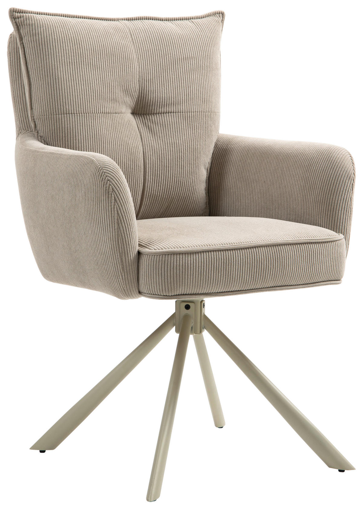 ARMLEHNSTUHL  Sitzfläche 180° drehbar, automatische Rückholfunktion Feincord  - Taupe, Design, Textil/Metall (61/95/67cm) - Novel