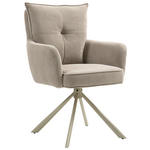 ARMLEHNSTUHL  Sitzfläche 180° drehbar, automatische Rückholfunktion Feincord  - Taupe, Design, Textil/Metall (61/95/67cm) - Novel