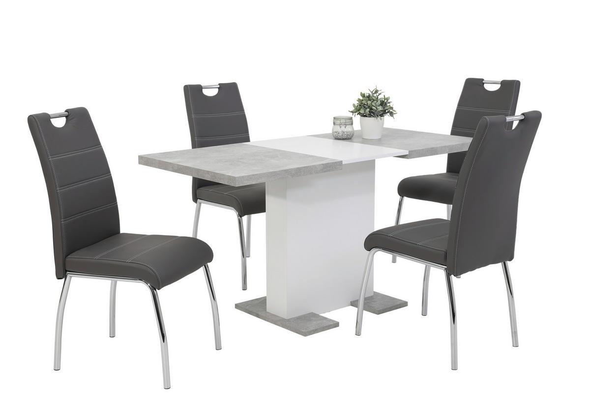 STUHL-SET 2 Stück  in Stahl Lederlook Metall, Textil  - Chromfarben/Weiß, MODERN, Textil/Metall (44/98/61cm) - MID.YOU