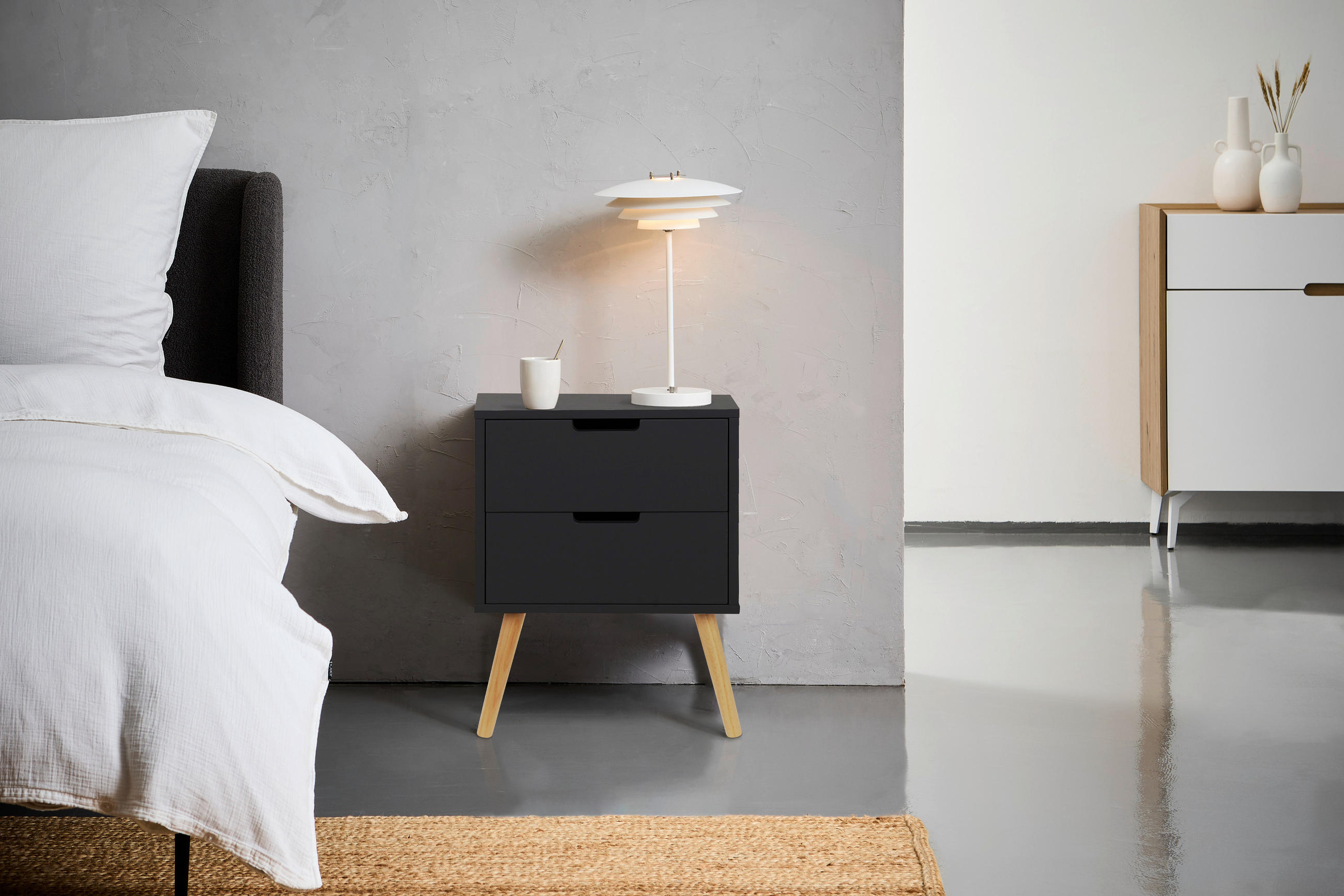NACHTSCHRANK 40/60/30 cm Kiefer massiv  - Anthrazit/Naturfarben, Design, Holz/Holzwerkstoff (40/60/30cm) - Xora