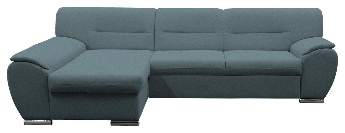 ECKSOFA Blau Flachgewebe  - Blau/Silberfarben, Design, Kunststoff/Textil (167/281cm) - MID.YOU