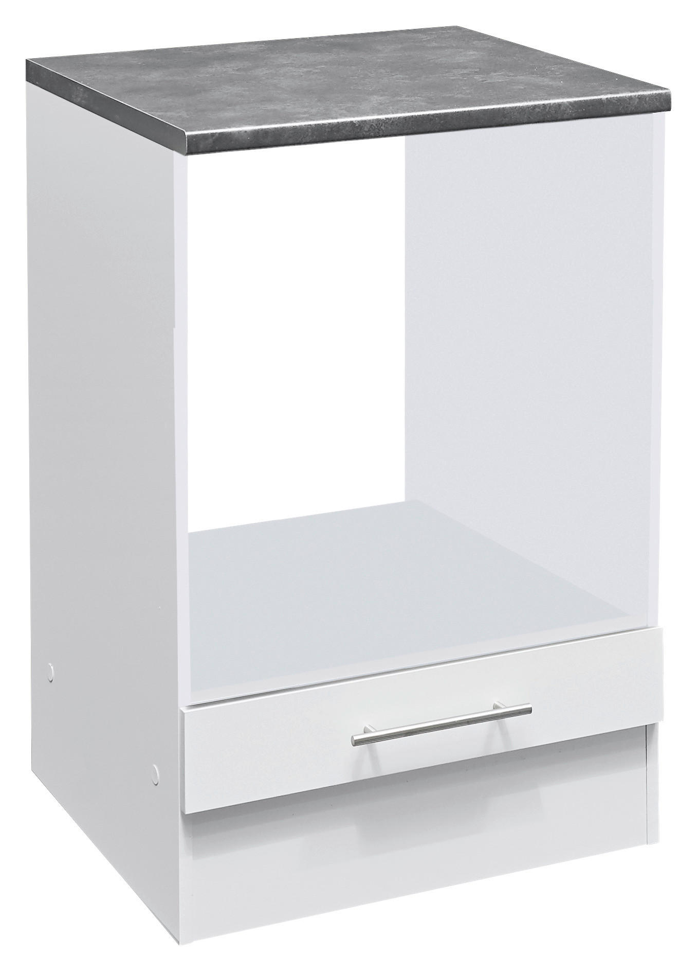 HERDUMBAUSCHRANK 60/90/60 cm  in Grau, Weiß  - Edelstahlfarben/Weiß, KONVENTIONELL, Holzwerkstoff/Metall (60/90/60cm) - MID.YOU