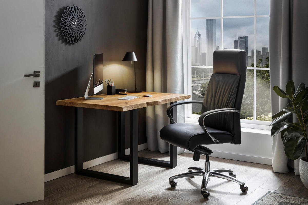 ESSTISCH in Holz 160/90/75 cm  - Schwarz/Naturfarben, MODERN, Holz/Metall (160/90/75cm) - Livetastic