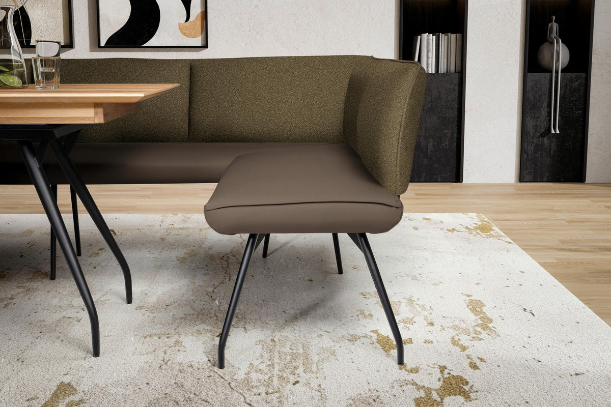 ECKBANK 165/225 cm  in Braun  - Schwarz/Braun, Design, Textil/Metall (165/225cm) - Moderano