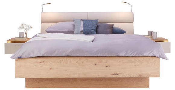 BETTANLAGE 180/200 cm in Eichefarben, Sandfarben - Sandfarben/Eichefarben, KONVENTIONELL, Holzwerkstoff/Textil (180/200cm) - Dieter Knoll