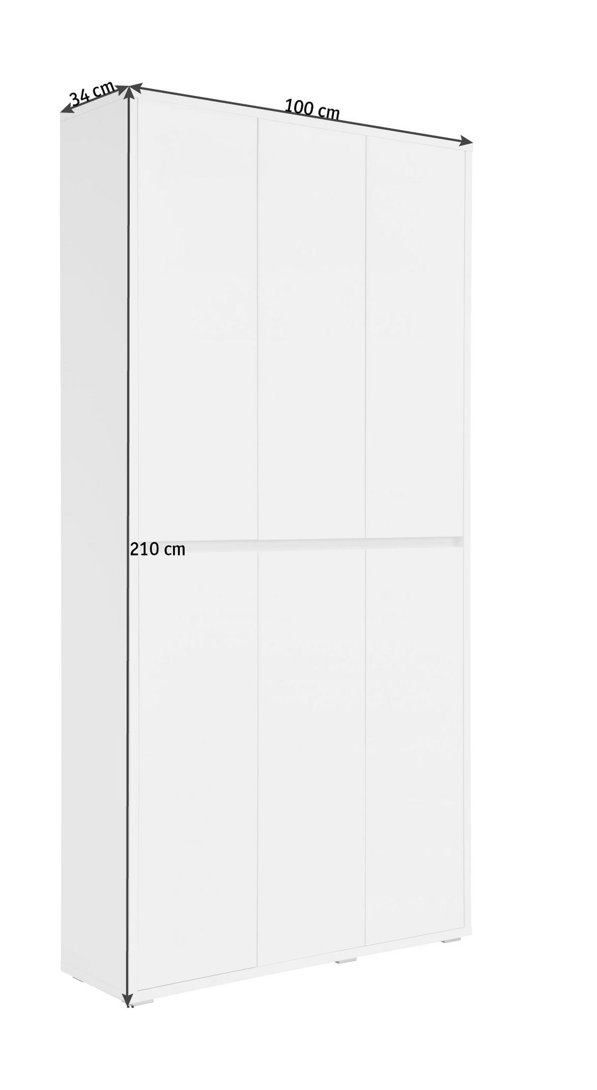 SCHUHSCHRANK Weiß  - Weiß, KONVENTIONELL, Holzwerkstoff (100/210/34cm) - Xora