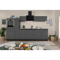 KÜCHENBLOCK 300 cm   in Grau, Eichefarben  - Edelstahlfarben/Eichefarben, Basics, Holzwerkstoff/Metall (300cm) - Respekta