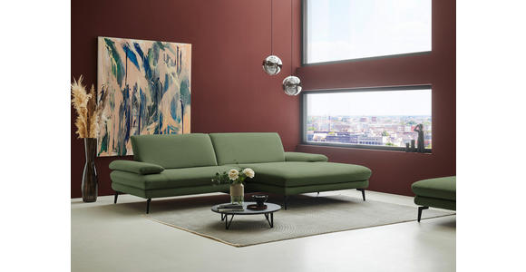 ECKSOFA  in Chenille, Flachgewebe Grün  284/180 cm  - Schwarz/Grün, Design, Textil/Metall (284/180cm) - Dieter Knoll