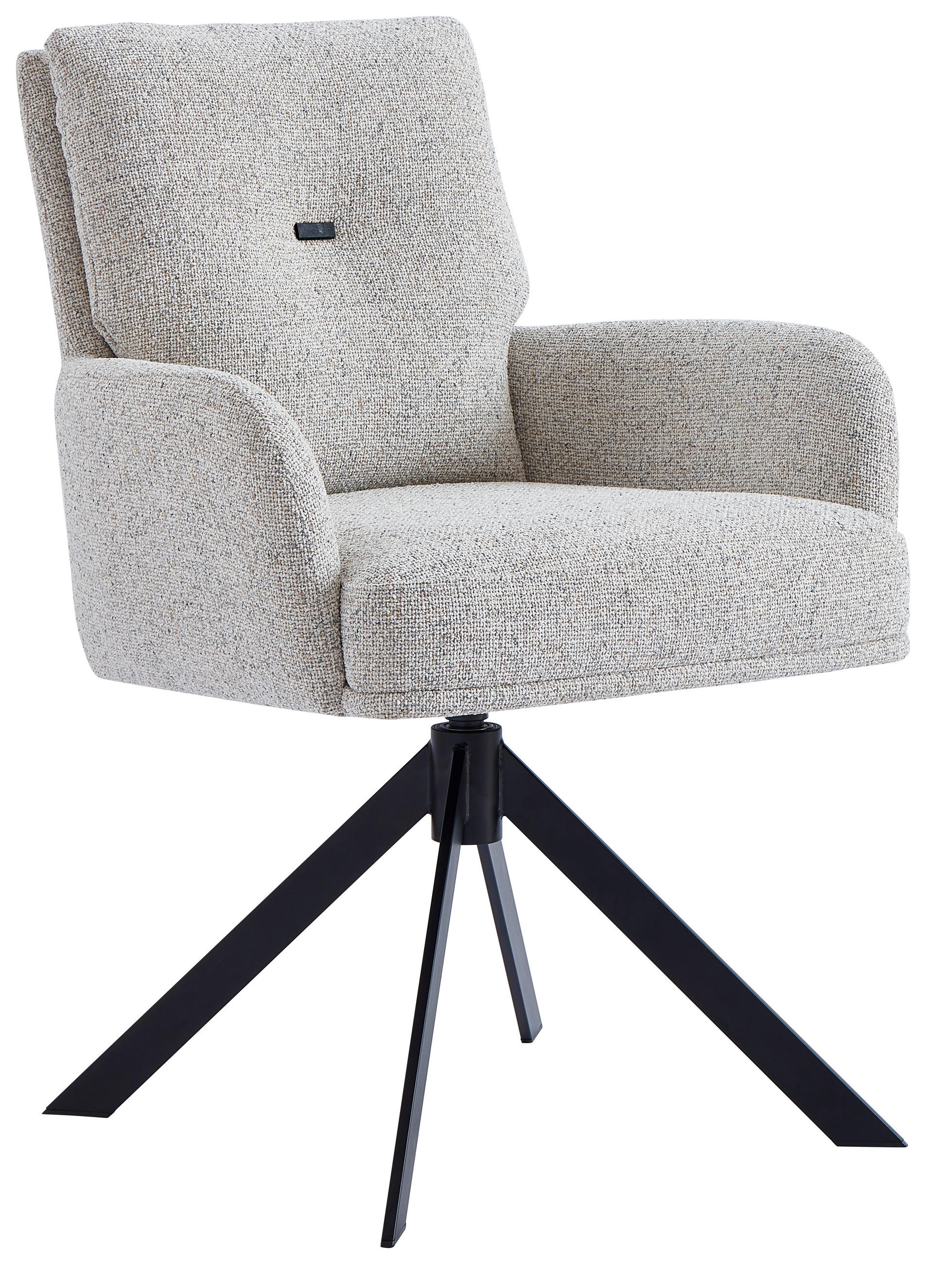 ARMLEHNSTUHL  in Eisen Webstoff  - Beige/Schwarz, Design, Textil/Metall (60,5/88/67cm) - Novel