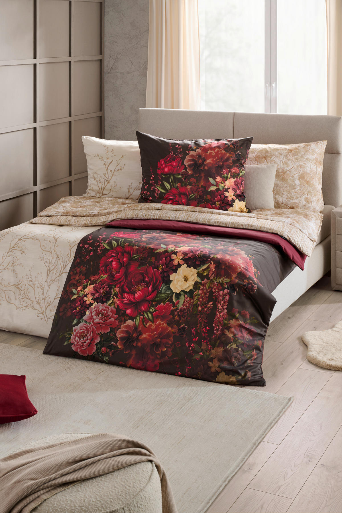 WENDEBETTWÄSCHE 2-teilig Satin 140/200 cm  - Rot, KONVENTIONELL, Textil (140/200cm) - Esposa