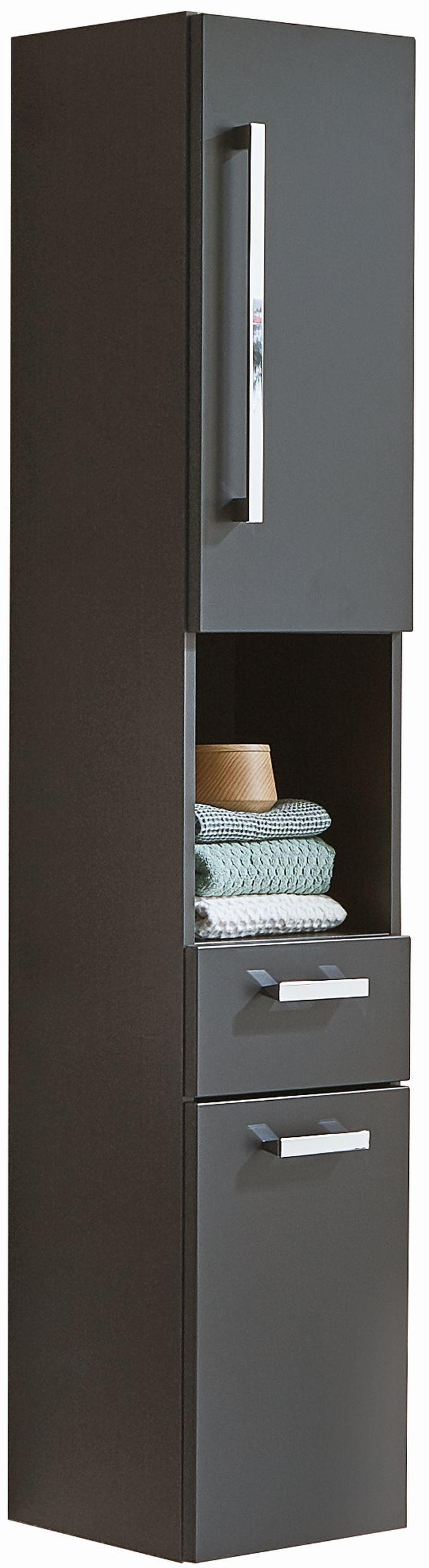 HOCHSCHRANK 30/160/30 cm  - Chromfarben/Grau, MODERN, Glas/Holzwerkstoff (30/160/30cm) - Novel