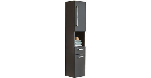 HOCHSCHRANK 30/160/30 cm  - Chromfarben/Grau, MODERN, Glas/Holzwerkstoff (30/160/30cm) - Novel