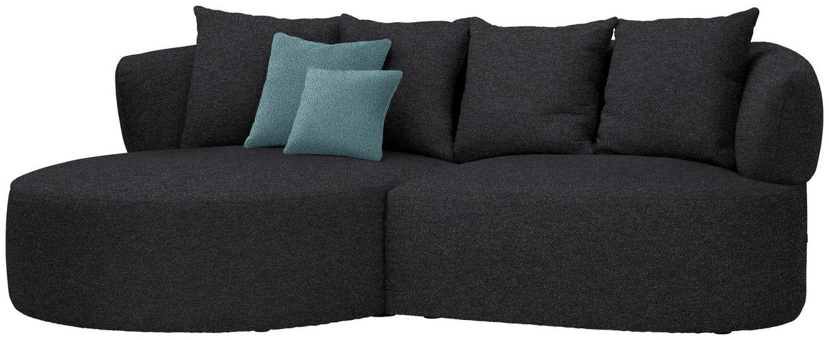 ECKSOFA in Plüsch Anthrazit  166/235 cm  - Anthrazit/Petrol, MODERN, Kunststoff/Textil (166/235cm) - Hom`in