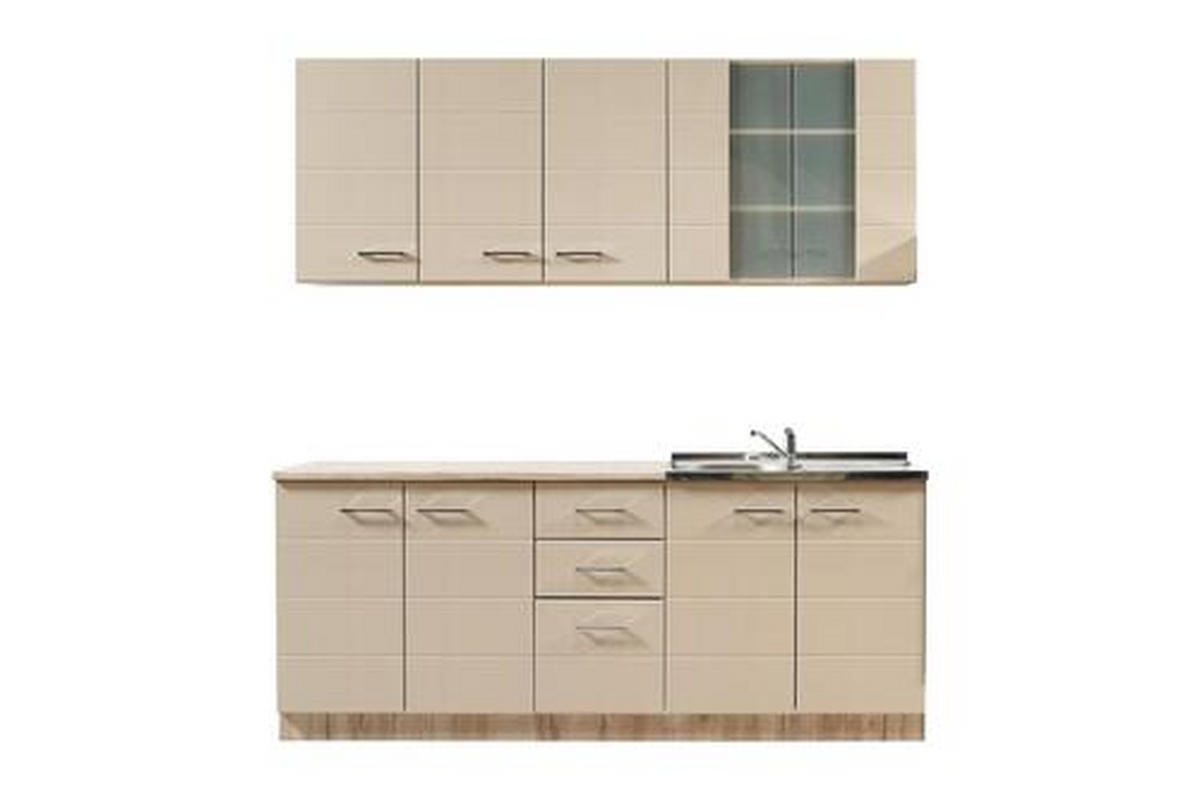 KONYHABLOKK GÉPEK NÉLKÜL 200/51/31/200 cm  - bézs/fehér, Basics, faalapú anyag (200/51/31/200cm) - Carryhome