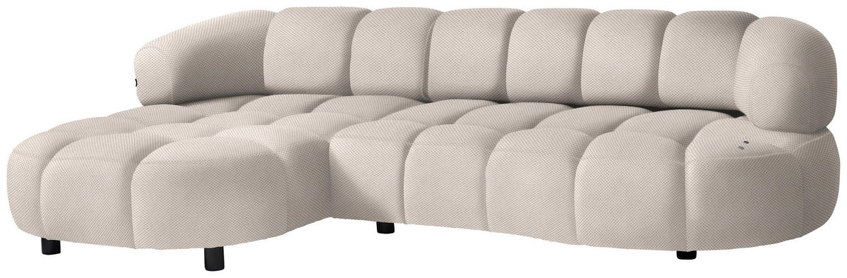 ECKSOFA in Webstoff Creme  183/284 cm  - Creme/Schwarz, Design, Holz/Textil (183/284cm) - Welnova