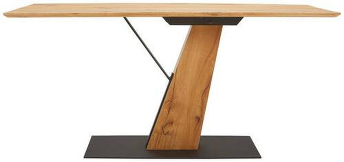 ESSTISCH Eiche massiv, furniert rechteckig Naturfarben, Schwarz  - Schwarz/Naturfarben, MODERN, Holz/Holzwerkstoff (160/90/76cm) - MID.YOU