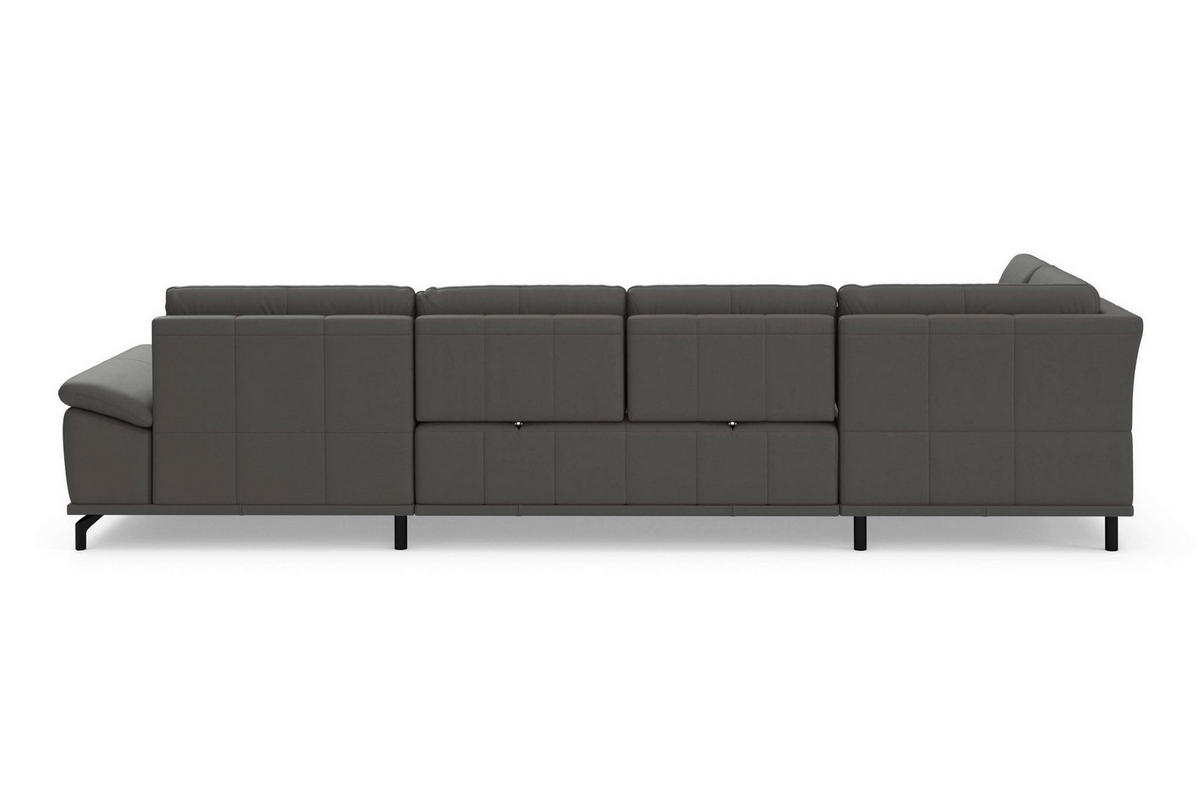 WOHNLANDSCHAFT COSTELLO E Mokka Echtleder  - Schwarz/Mokka, Basics, Leder/Metall (223/363/176cm) - Sit & More