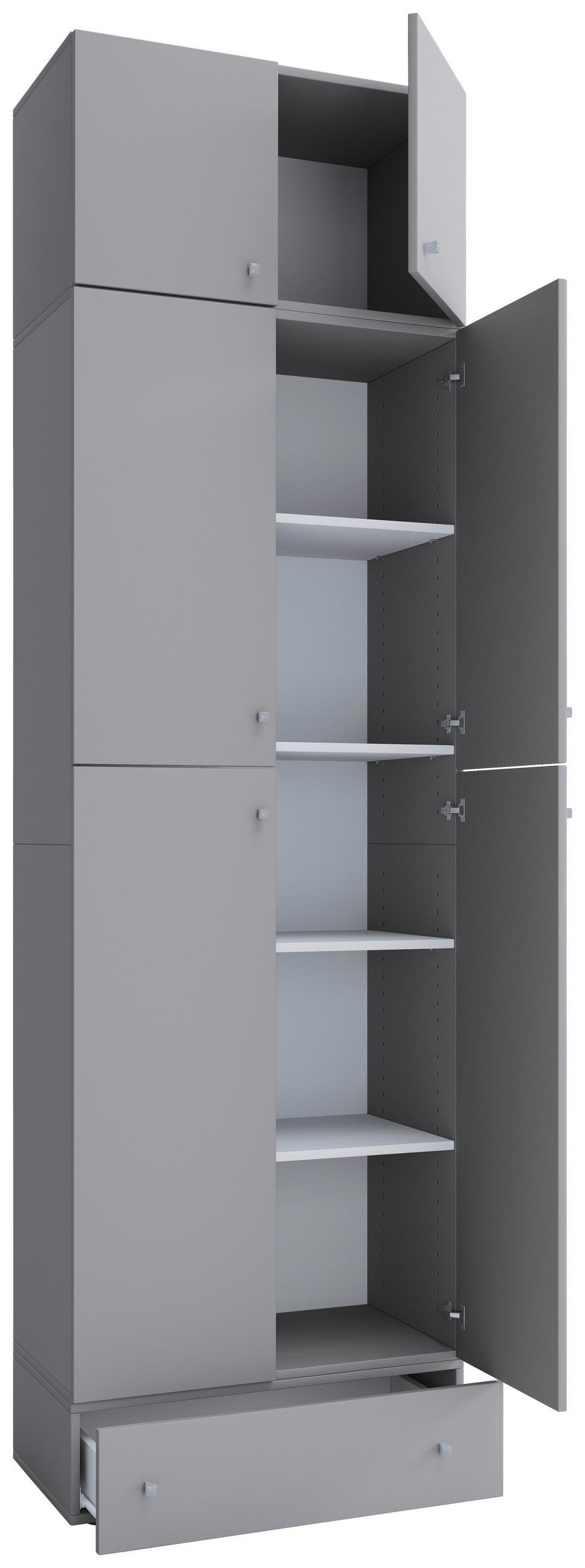 KLEIDERSCHRANK 70/240/39 cm 6-türig Grau  - Grau, MODERN, Holzwerkstoff/Kunststoff (70/240/39cm) - MID.YOU