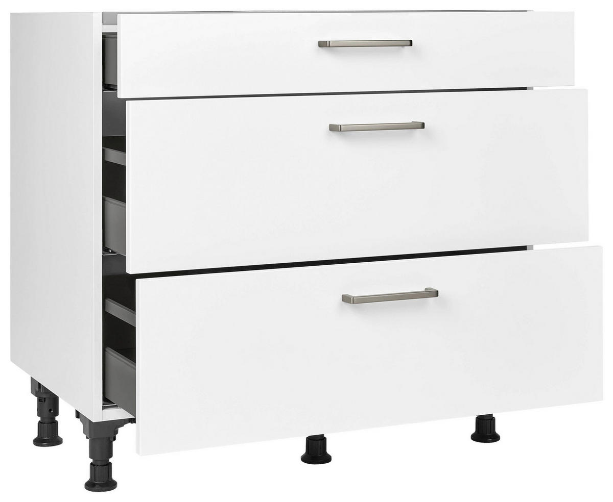 KOCHFELDUMBAUSCHRANK 90/87/56 cm  in Weiß  - Edelstahlfarben/Weiß, MODERN, Holzwerkstoff/Metall (90/87/56cm) - Nobilia