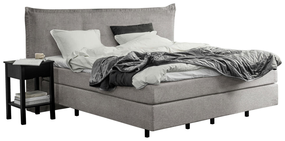 BOXSPRINGBETT 180/200 cm  in Grau  - Schwarz/Grau, KONVENTIONELL, Textil/Metall (180/200cm) - Jensen