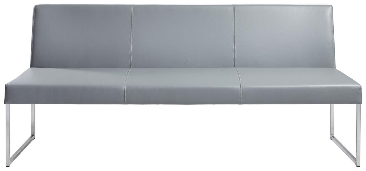 SITZBANK 200/86/62 cm Echtleder Edelstahlfarben, Dunkelgrau  - Edelstahlfarben/Dunkelgrau, Design, Leder/Metall (200/86/62cm) - Musterring