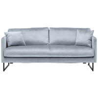 2,5-SITZER in Samt Grau, Silberfarben  - Silberfarben/Schwarz, Design, Textil/Metall (180/78/84cm) - Carryhome