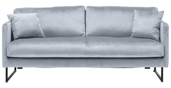 2,5-SITZER in Samt Grau, Silberfarben - Silberfarben/Schwarz, Design, Textil/Metall (180/78/84cm) - Carryhome