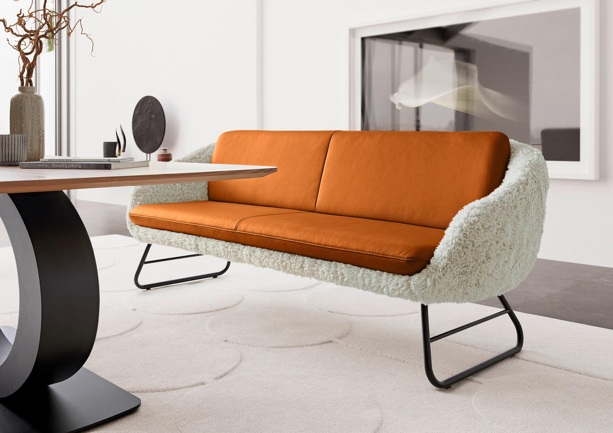 SITZBANK 219/87/78 cm  in Beige, Cognac  - Cognac/Beige, Design, Leder/Textil (219/87/78cm) - Koinor