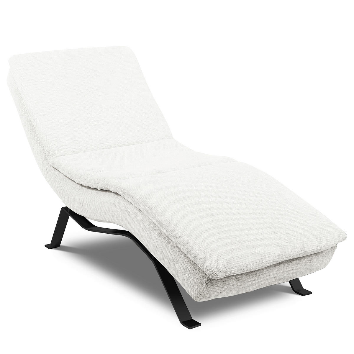 RELAXLIEGE in Echtleder Creme  - Creme/Schwarz, Design, Leder/Metall (65/95/171cm) - Celina Home