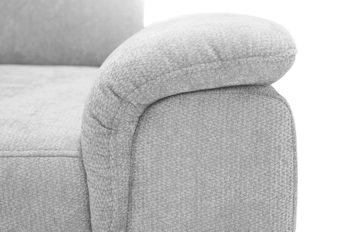 ECKSOFA Silberfarben Chenille Bettkasten, Schlaffunktion, Rücken echt, Kopfteilverstellung, Liegefläche im Originalstoff  - Silberfarben/Schwarz, KONVENTIONELL, Textil/Metall (206/265cm) - Carryhome