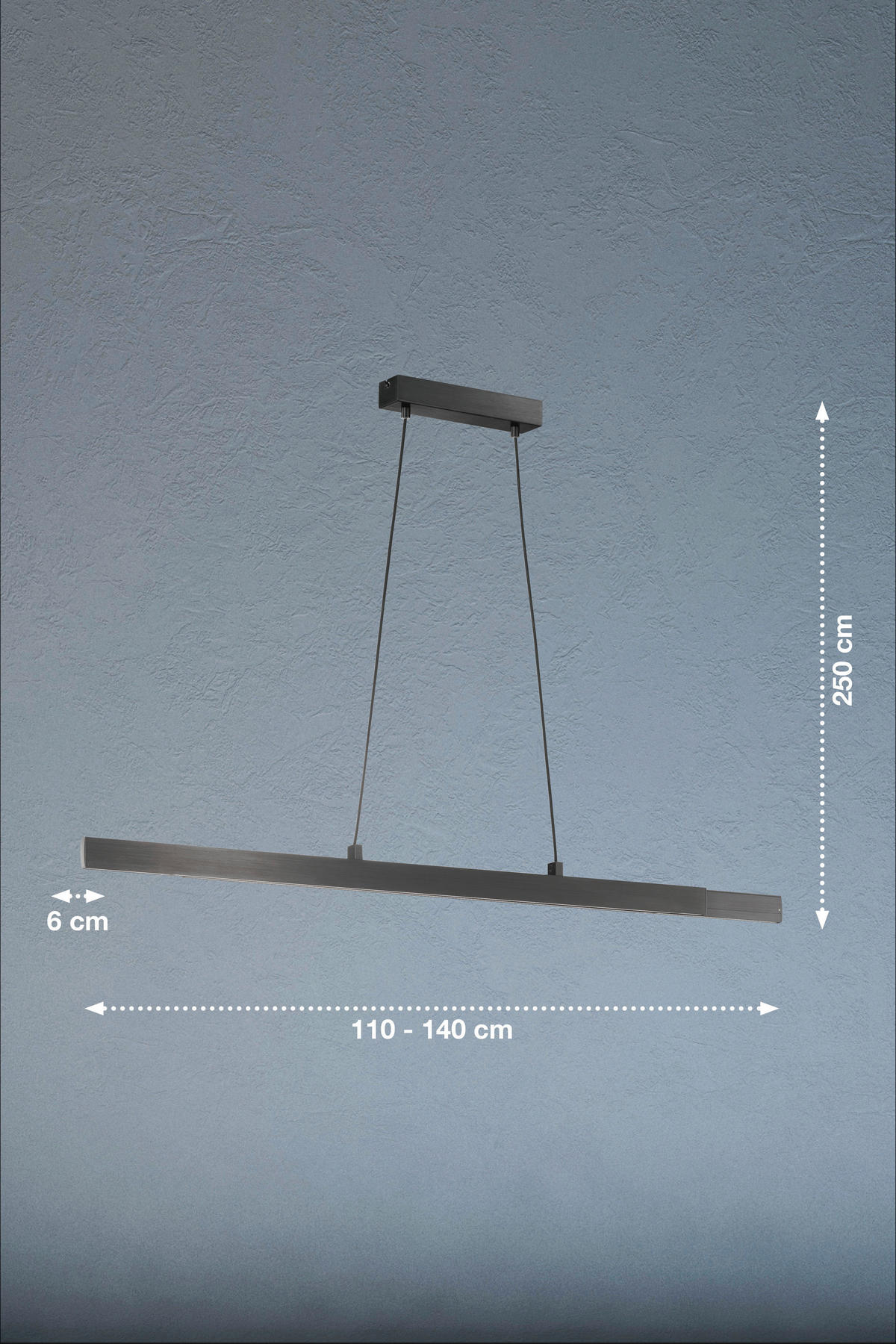 LED-HÄNGELEUCHTE 110-140/6/250 cm  - Schwarz, Design, Metall (110-140/6/250cm) - Schöner Wohnen