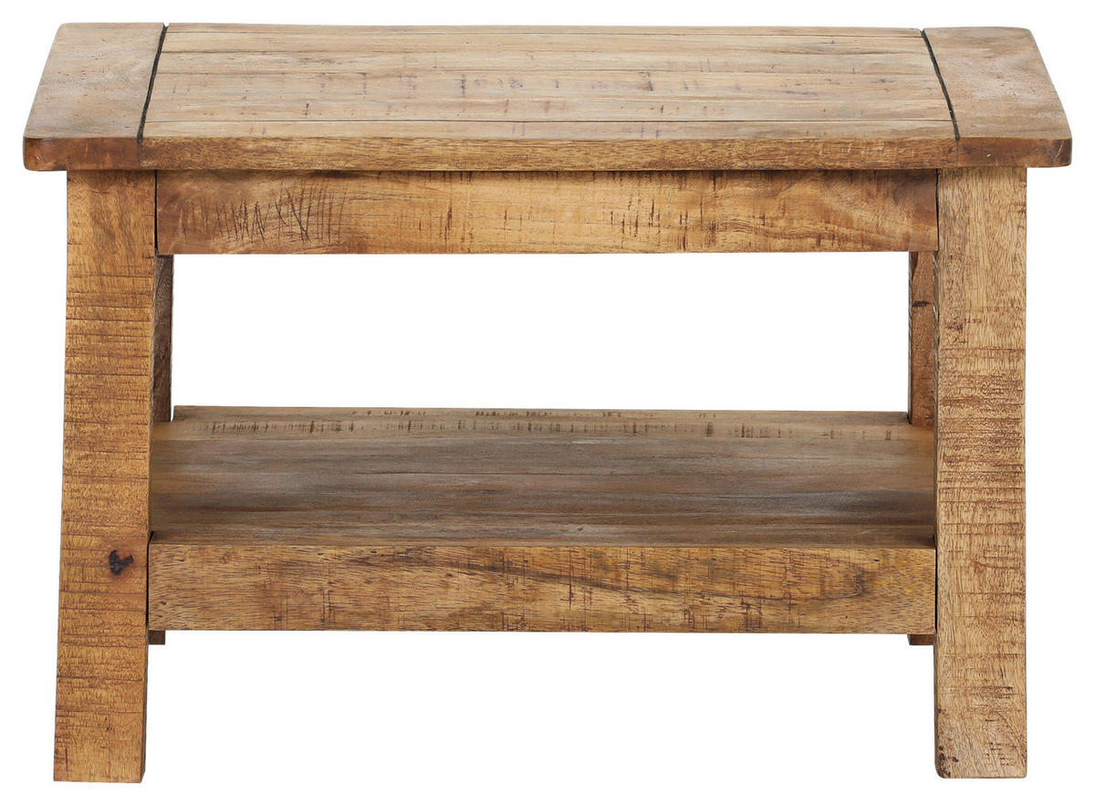 COUCHTISCH Mangoholz massiv 70/70/45 cm quadratisch Naturfarben, Schwarz  - Schwarz/Naturfarben, KONVENTIONELL, Holz/Metall (70/70/45cm) - Landscape