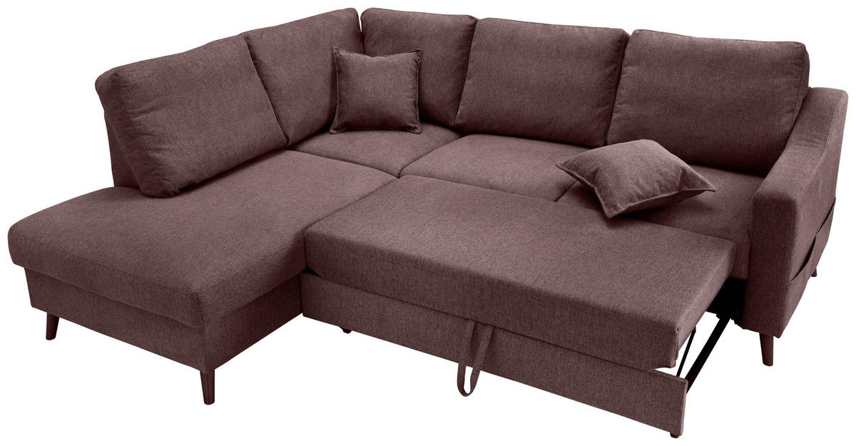 ECKSOFA in Struktur Bordeaux  - Bordeaux/Naturfarben, Konventionell, Holz/Textil (200/230cm) - P & B
