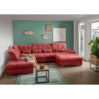 WOHNLANDSCHAFT in Chenille Rot  - Chromfarben/Rot, MODERN, Textil/Metall (254/376/195cm) - Livetastic