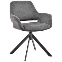 ARMLEHNSTUHL  in Eisen Mikrofaser, Leinenoptik  - Dunkelgrau/Schwarz, Design, Textil/Metall (66/83,5/62,5cm) - Novel