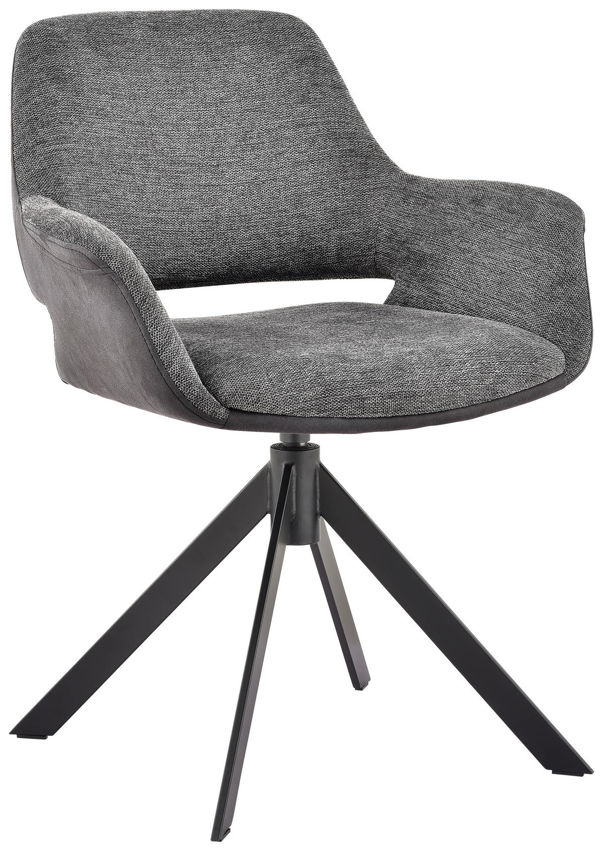 ARMLEHNSTUHL  in Eisen Mikrofaser, Leinenoptik  - Dunkelgrau/Schwarz, Design, Textil/Metall (66/83,5/62,5cm) - Novel