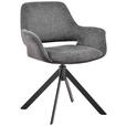 ARMLEHNSTUHL  in Eisen Mikrofaser, Leinenoptik  - Dunkelgrau/Schwarz, Design, Textil/Metall (66/83,5/62,5cm) - Novel