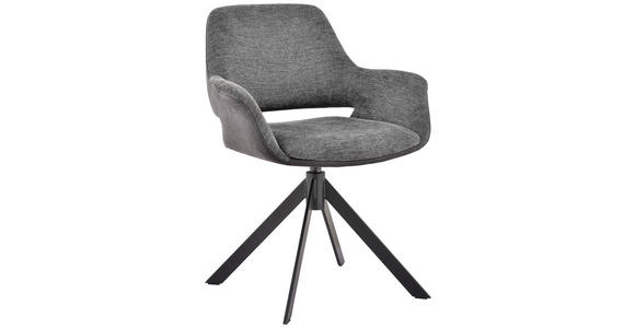 ARMLEHNSTUHL  in Eisen Mikrofaser, Leinenoptik  - Dunkelgrau/Schwarz, Design, Textil/Metall (66/83,5/62,5cm) - Novel