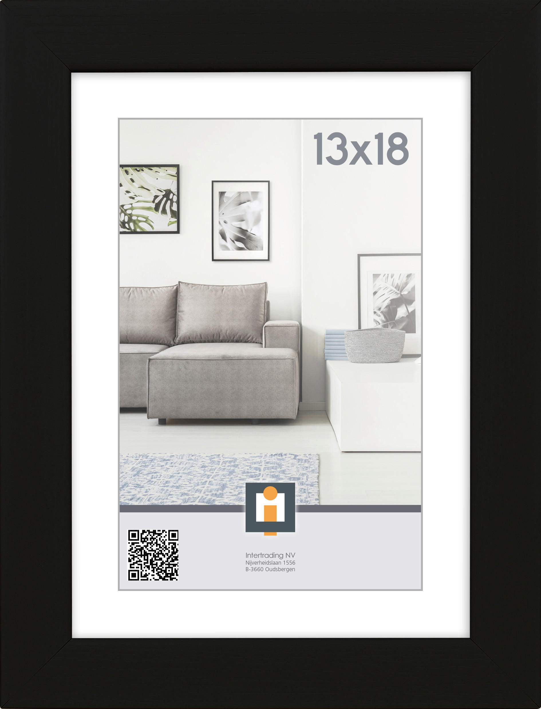 KÉPKERET 13,5/18/1,5 cm  - fekete, Basics, műanyag/üveg (13,5/18/1,5cm)