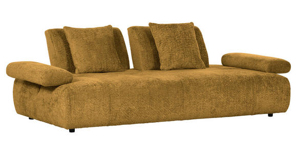 SCHLAFSOFA in Chenille Senfgelb - Senfgelb/Schwarz, KONVENTIONELL, Kunststoff/Textil (235-255/80/116-138cm) - Carryhome