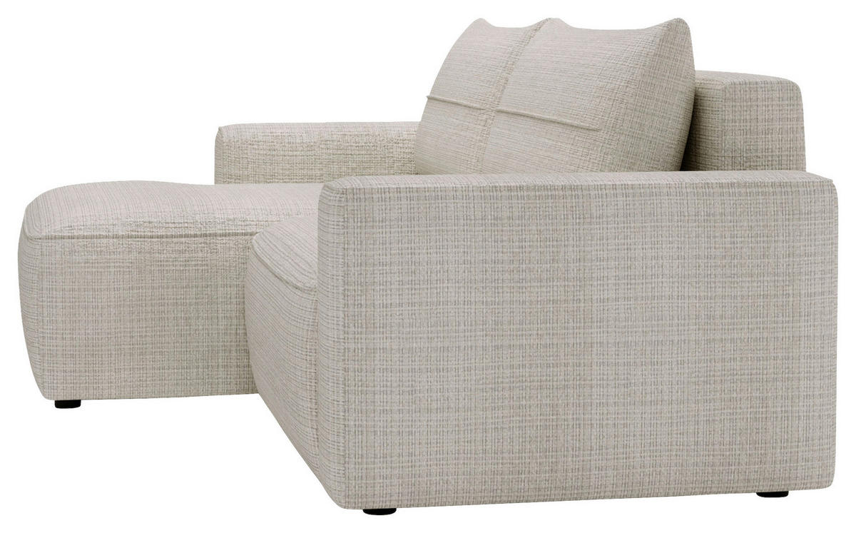 ECKSOFA in Chenille Creme  - Creme/Schwarz, Design, Kunststoff/Textil (144/233cm) - Livetastic