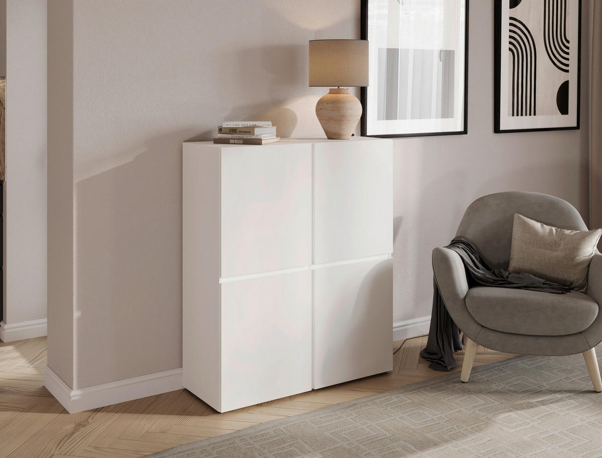 HIGHBOARD  99,4/119,4/39,8 cm  - Silberfarben/Weiß, Design, Holzwerkstoff/Kunststoff (99,4/119,4/39,8cm) - Xora